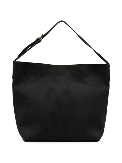 Themoire' Italian-made 100% Leather Mini Pouch Handbag With Adjustable Shoulder Strap In Nero
