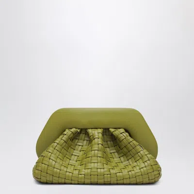 Themoirè Kiwi Colored Braided Clutch Tia