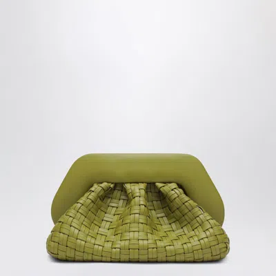 Themoirè Kiwi Colored Braided Clutch Tia In Yellow