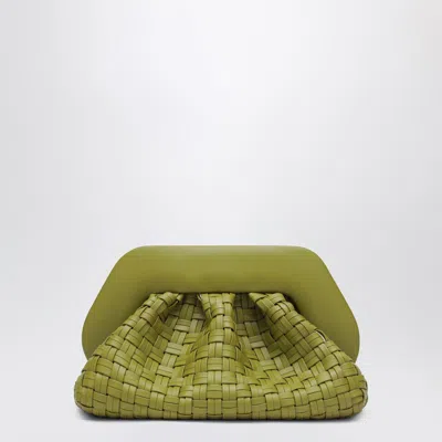 Themoirè Kiwi Colored Braided Clutch Tia In Green