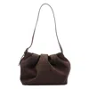 Themoirè Pleated Suede Shoulder Bag Strap In Brown