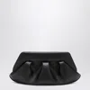 Themoirè Pleated Rectangular Shoulder Bag With Detachable Strap In Black