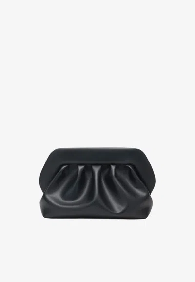 Themoirè Large Tia Faux Leather Clutch In Black