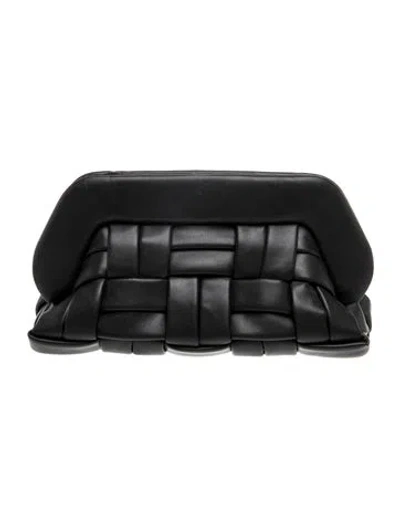 Pre-owned Themoirè Leather Clutch In Black