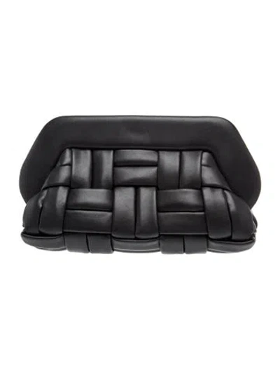 Pre-owned Themoirè Leather Clutch In Black
