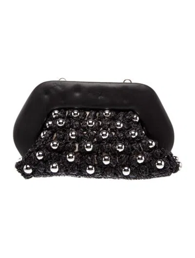 Pre-owned Themoirè Leather Clutch In Black