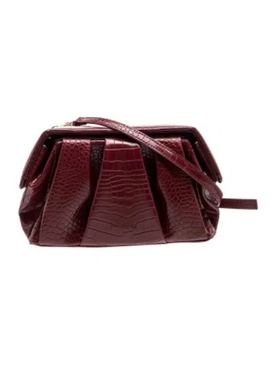 Pre-owned Themoirè Leather Crossbody Bag In Burgundy