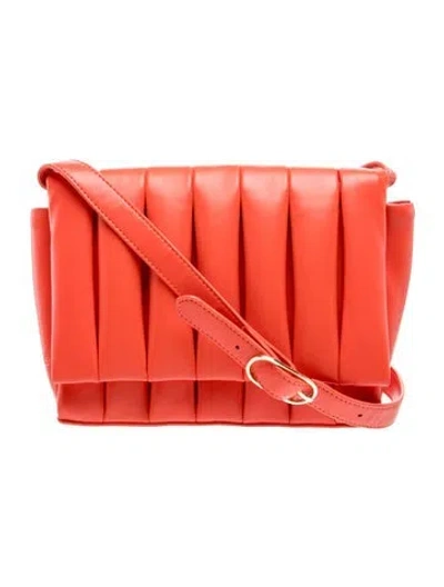 Pre-owned Themoirè Leather Crossbody Bag In Orange