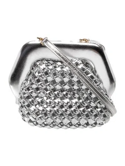Pre-owned Themoirè Leather Crossbody Bag In Silver