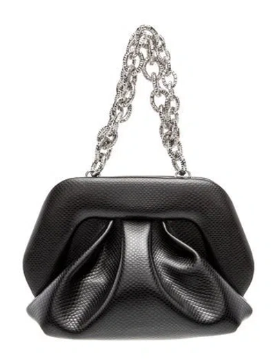 Pre-owned Themoirè Leather Evening Bag In Black