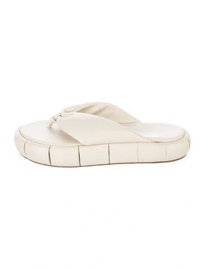 Pre-owned Themoirè Leather Flats In Neutrals