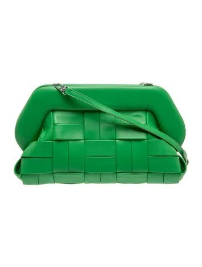 Pre-owned Themoirè Leather Messenger Bag In Green