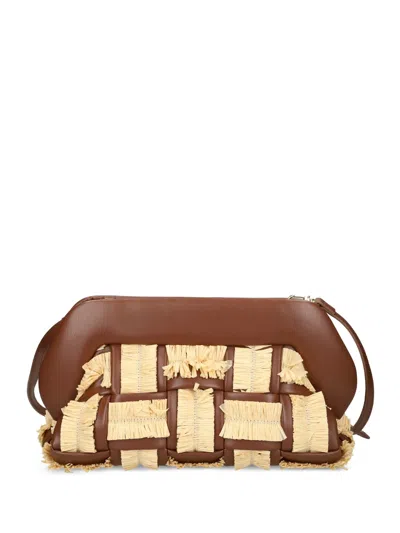 Themoire' Leather Mini Shoulder Bag 18 Cm X 35 Cm X 11 Cm With Detachable Strap And Magnetic Top Clo In Marrone