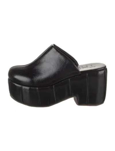 Pre-owned Themoirè Leather Mules In Black