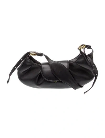 Pre-owned Themoirè Leather Shoulder Bag In Black