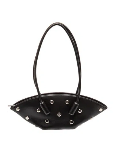 Pre-owned Themoirè Leather Shoulder Bag In Black