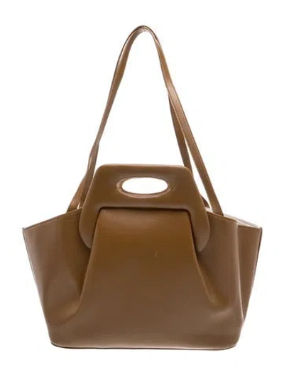 Pre-owned Themoirè Leather Shoulder Bag In Brown
