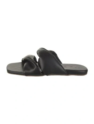 Pre-owned Themoirè Leather Slides In Black