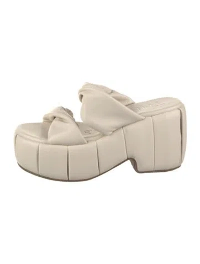 Pre-owned Themoirè Leather Slides In Neutral