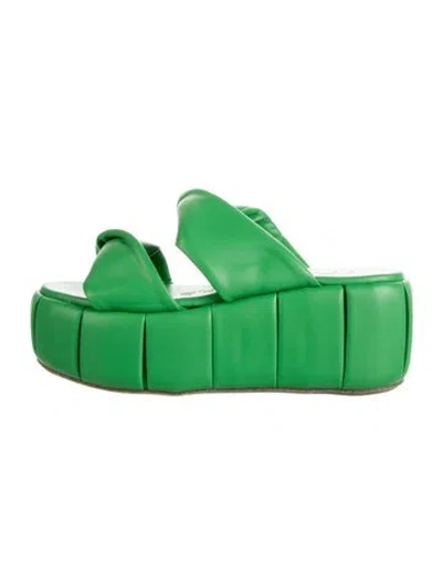 Pre-owned Themoirè Leather Slides W/ Tags In Green
