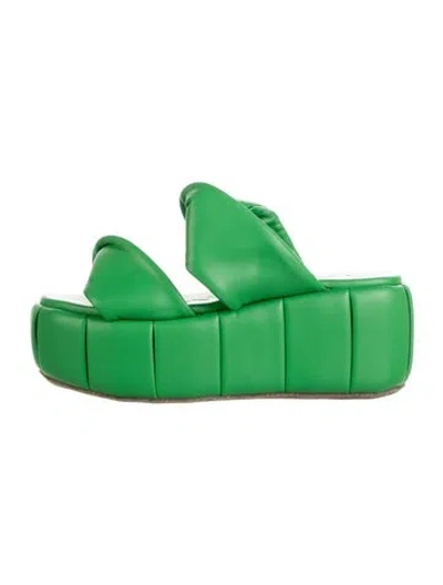 Pre-owned Themoirè Leather Slides W/ Tags In Green