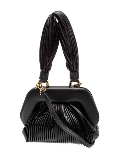Pre-owned Themoirè Leather Top Handle Bag In Black