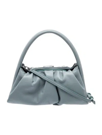 Pre-owned Themoirè Leather Top Handle Bag In Blue