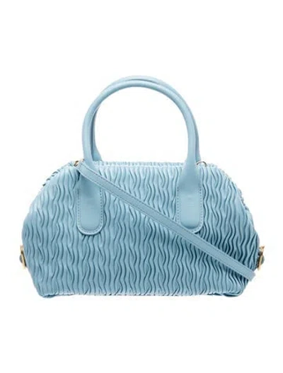 Pre-owned Themoirè Leather Top Handle Bag In Blue