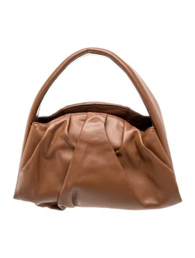 Pre-owned Themoirè Leather Top Handle Bag In Brown