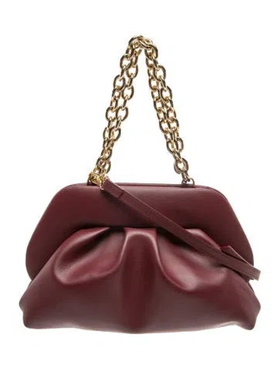 Pre-owned Themoirè Leather Top Handle Bag In Burgundy
