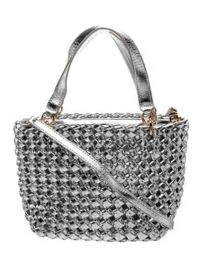 Pre-owned Themoirè Leather Top Handle Bag In Grey
