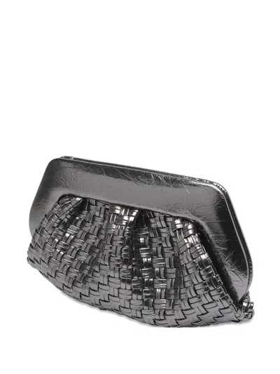 Themoirè Magnetic-closure Clutch Bag In Silver