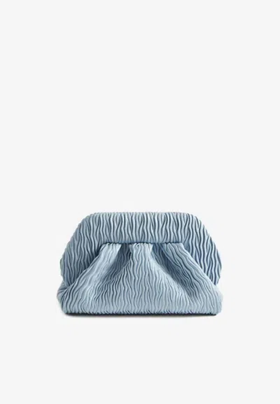 Themoirè Medium Bios Arricciato Apple Clutch Bag In Blue