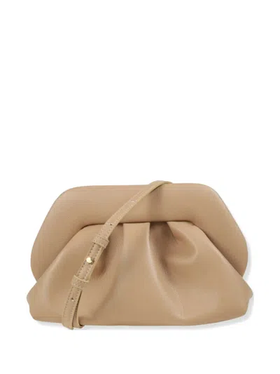 Themoirè Medium Bios Bottalato Ruched Clutch Bag In Brown