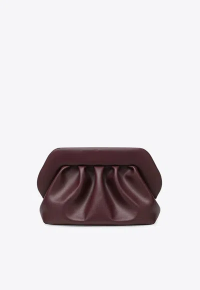 Themoirè Medium Bios Clutch Bag In Burgundy