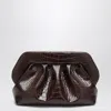 Themoirè Bios Croco Ebony Clutch With Magnetic Closure And Shoulder Strap In Brown