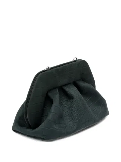 Themoirè Medium Bios Croc-effect Clutch Bag In White
