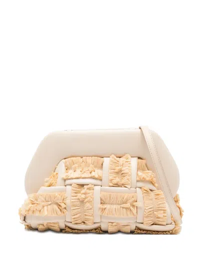 Themoirè Medium Bios Fringed Clutch Bag In Neutral