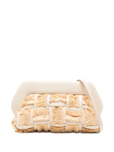 Themoirè Medium Bios Fringed Clutch Bag In Neutral