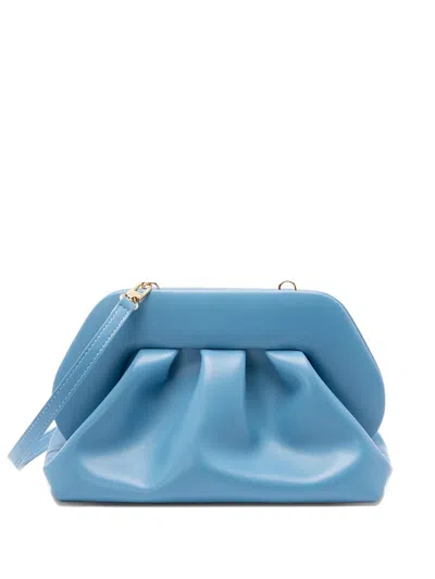 Themoirè Medium Bios Gathered Clutch Bag In Blue