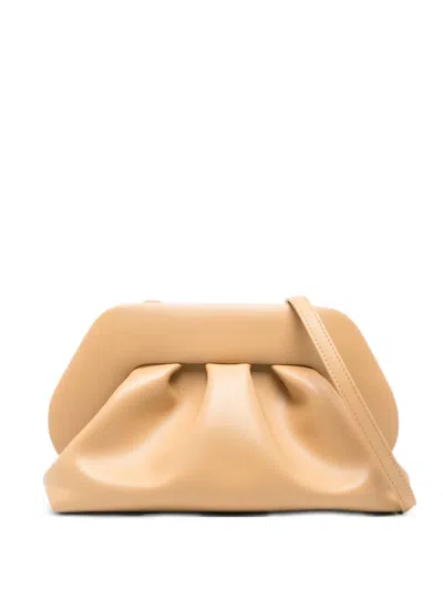Themoirè Medium Bios Gathered Clutch Bag In Neutral