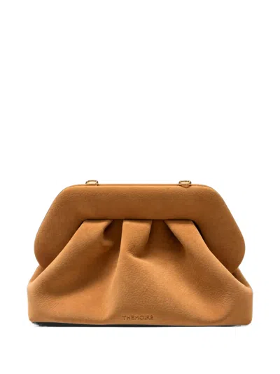 Themoirè Medium Bios Pleated Clutch Bag In Blue