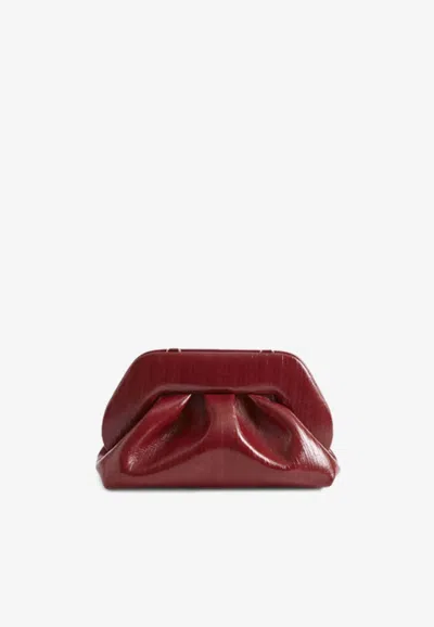 Themoirè Medium Bios Rigato Vegan Leather Clutch Bag In Red