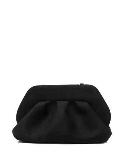 Themoirè Medium Bios Ruched Clutch Bag In Black