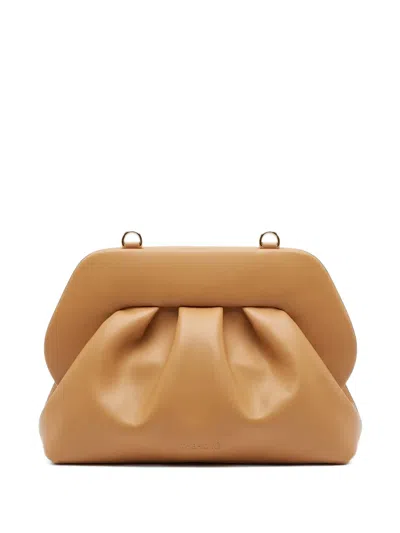 Themoirè Medium Bios Ruched Clutch Bag In Blue