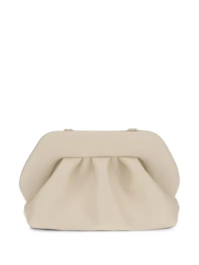 Themoirè Medium Bios Ruched Clutch Bag In White