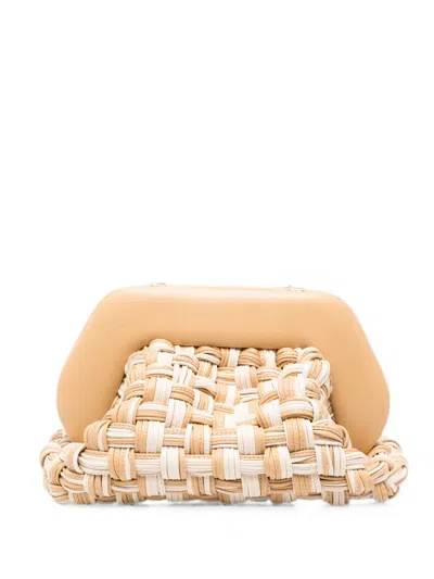 Themoirè Medium Bios Woven Clutch Bag In Neutral