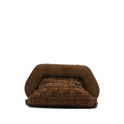 Themoirè Medium Bios Woven-design Clutch Bag In Brown