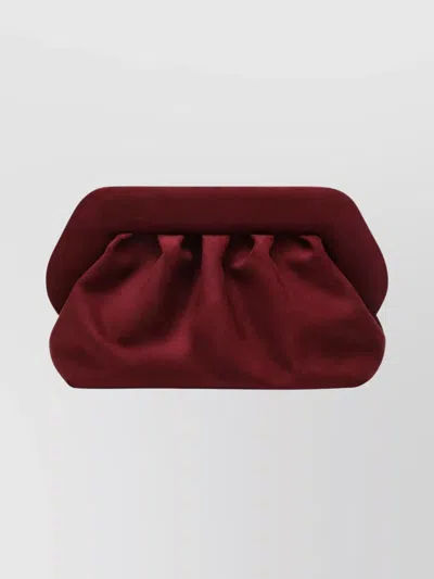 Themoirè Medium Pleated Rectangular Clutch Bag In Burgundy