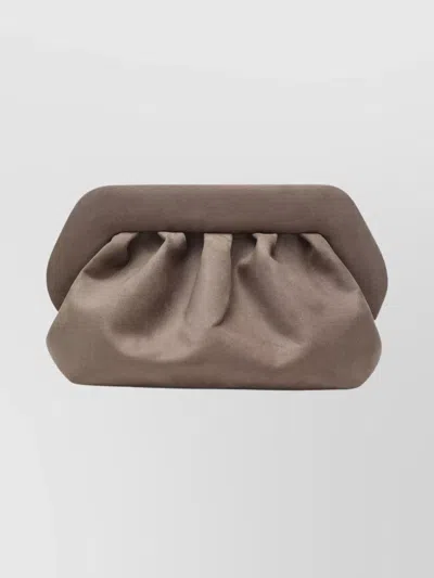 Themoirè Medium Pleated Rectangular Clutch Bag In Gray